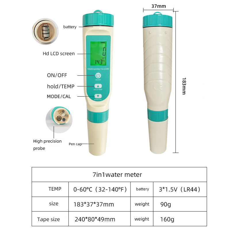 2023 Newest 7 in 1 PH / TDS /  - đánh giá và giá Ph Meter Digital Water Tester